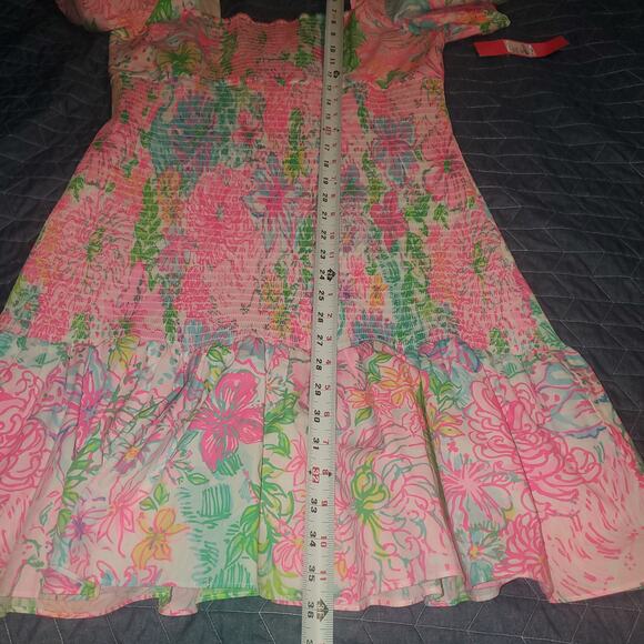 NEW Lilly Pulitzer Size L Evelina Smocked Shift Dress in Multi Paradise Found - Picture 12 of 12